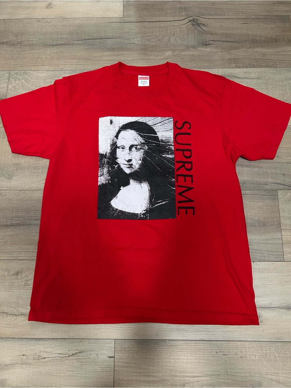 Supreme Red Crewneck T-Shirt with Branded Tag